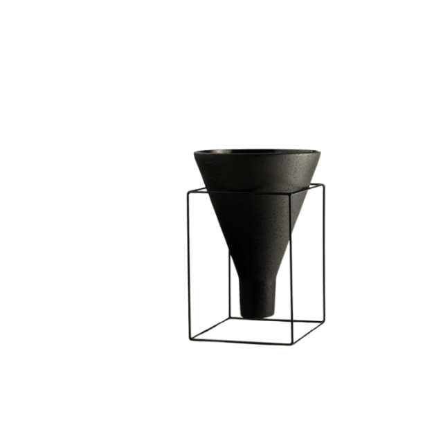 CACHEPÔ BARRO GAIOLA ALTA PRETO ACETINADO SR1432