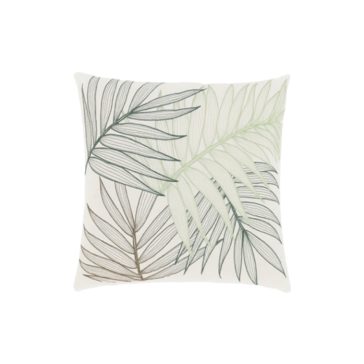 Almofada Linho Cru Com Borda Fino Folhas Verdes SR10246