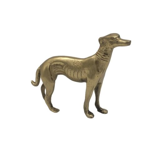 Escultura Cachorro De Metal Dourado P1662 SR11488