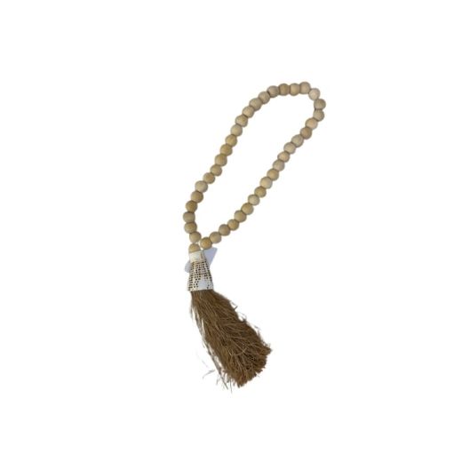 Colar De Contas De Madeira E Fibra Natural P1622 SR11482
