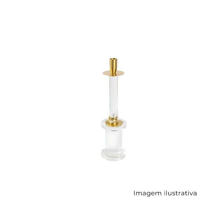 Castiçal Em Metal Dourado, Cristal E Alumínio P 551387 SR12808