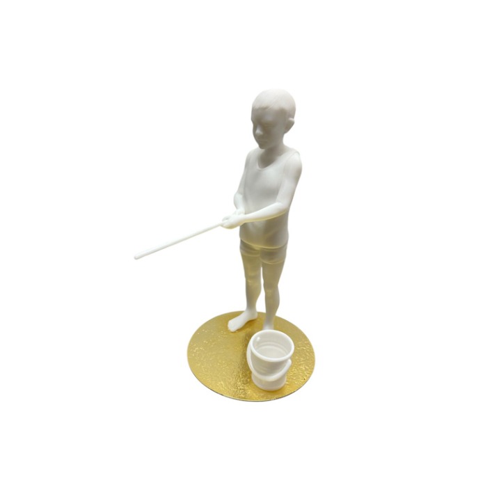 Escultura Pescador Base Ouro P E0110 SR13223