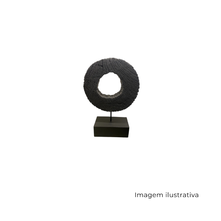 Escultura De Madeira E Metal Ebanizado P 68010 SR13415
