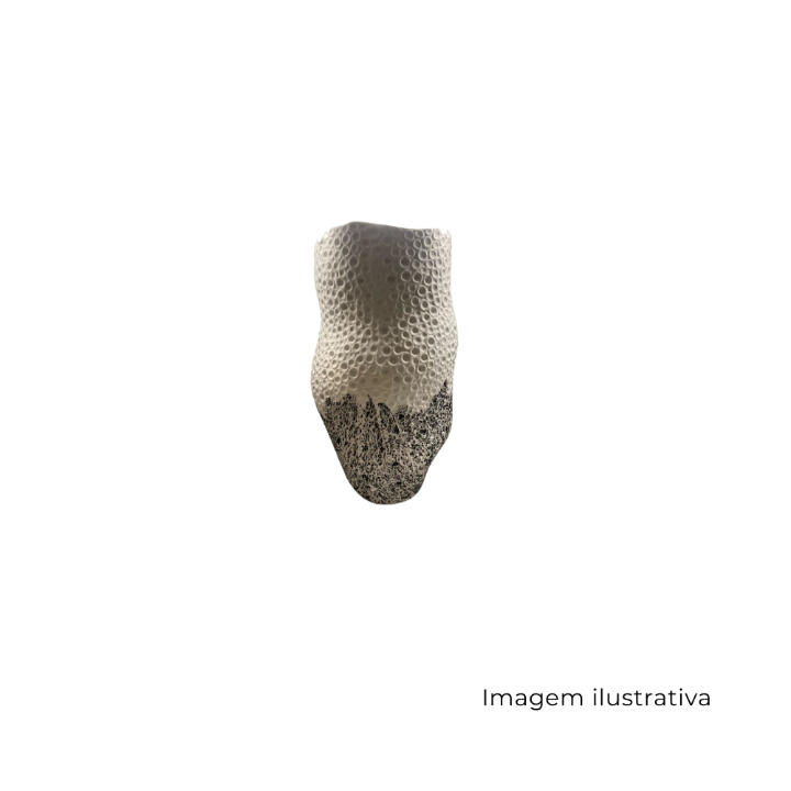 Vaso Em Ceramica Branco Com Detalhes Preto 70810 SR13449