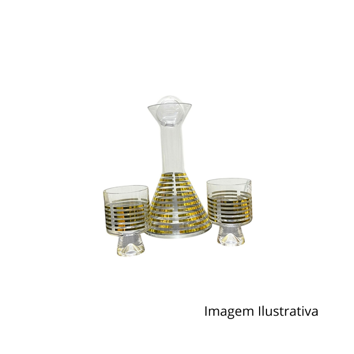 Decanter Dourado Conjunto Com 2 Copos 153876 ACV13558