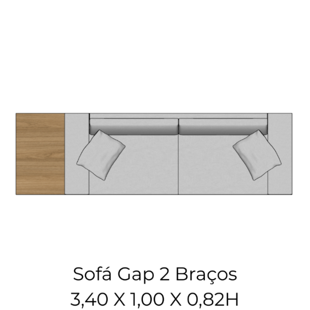 Módulo Sofá Gap 2Br. AV 60 Esq - 3,40 X 1,00 X 0,82H