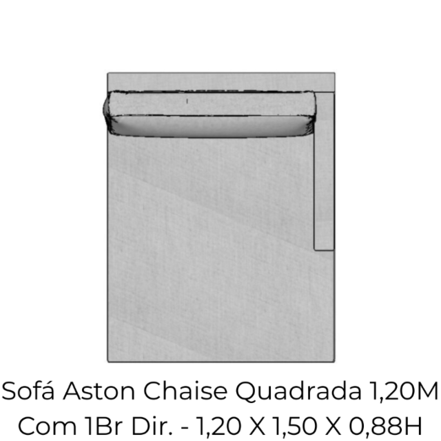 Modulo Sofá Aston Chaise Quadrada 1,20M Com 1Br Dir. - 2125 1,20 X 1,50 X 0,88H