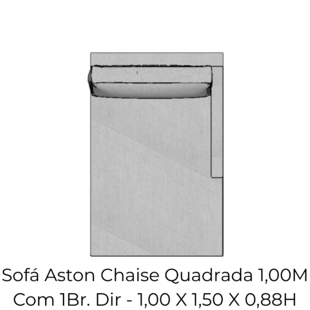 Modulo Sofá Aston Chaise Quadrada 1,00M Com 1Br. Dir - 2127 1,00 X 1,50 X 0,88H