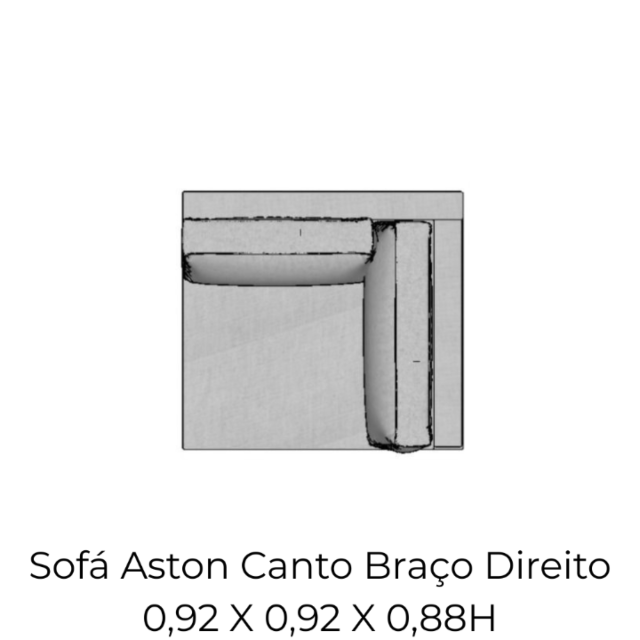 Modulo Sofá Aston Canto 1Br. Dir. - 2129 0,92 X 0,92 X 0,88H