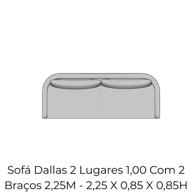 Sofá Dallas 2 Lugares 1,00 Com 2 Braços 2,25M - 2138 2,25 X 0,85 X 0,85H