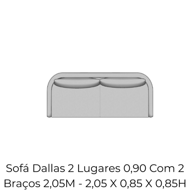 Sofá Dallas 2 Lugares 0,90 Com 2 Braços 2,05M - 2139 2,05 X 0,85 X 0,85H
