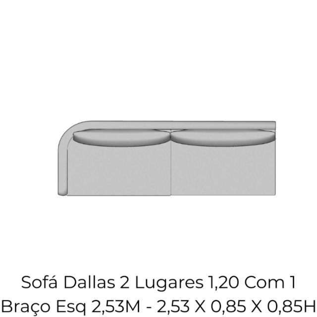 Sofá Dallas 2 Lugares 1,20 Com 1 Braço Esq 2,53M - 2141 2,53 X 0,85 X 0,85H