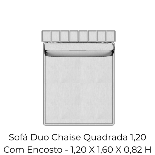 Modulo Sofá Duo Chaise Quadrada 1,20 Com Encosto - 2205 1,20 X 1,60 X 0,82 H