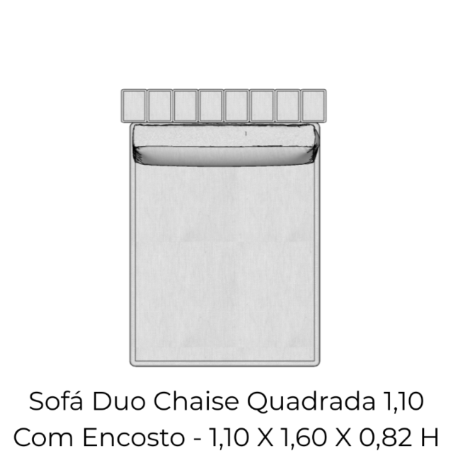 Modulo Sofá Duo Chaise Quadrada 1,10 Com Encosto - 2206 1,10 X 1,60 X 0,82 H