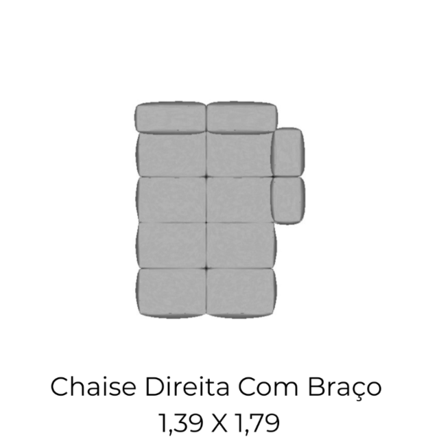 Modulo Sofá Block Chaise Direita Com Braço - 1,39 X 1,79