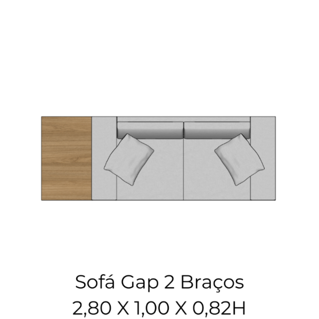 Módulo Sofá Gap 2Br. AV 60 Esq - 2,80 X 1,00 X 0,82H