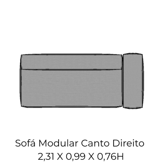Modulo Sofá Modular Canto Direito - CD9 2,31 X 0,99 X 0,76H
