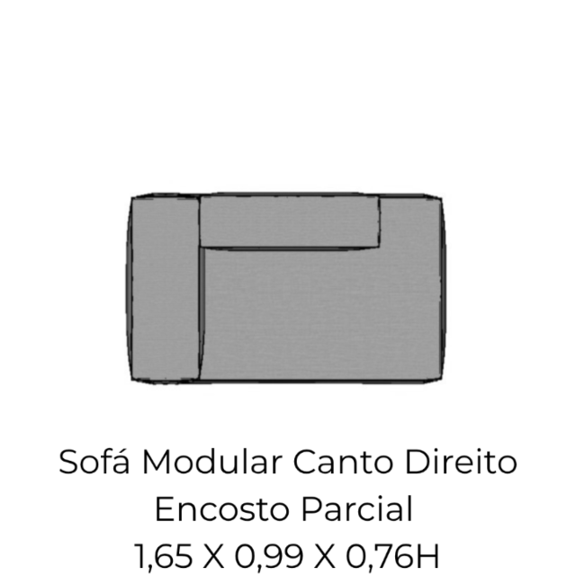 Modulo Sofá Modular Canto Direito Encosto Parcial - CDEP5 1,65 X 0,99 X 0,76H