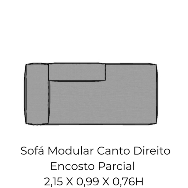 Modulo Sofá Modular Canto Dir Encosto Parcial - CDEP8 2,15 X 0,99 X 0,76H