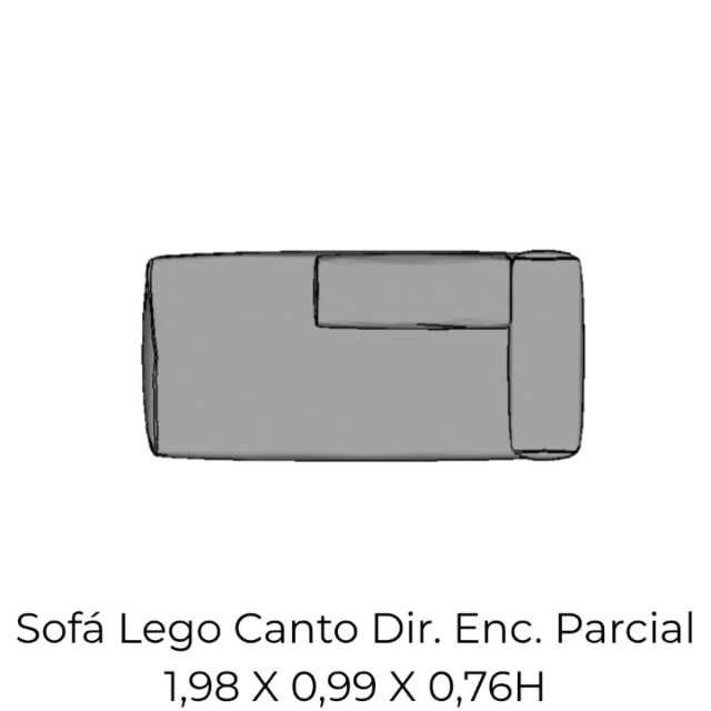 Modulo Sofá Lego Canto Dir Encosto Parcial - CDEP7 1,98 X 0,99 X 0,76H