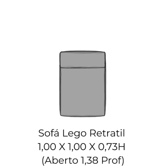Modulo Sofá Lego Retratil - MIR1 1,00 X 1,00 0,73H (Aberto 1,38 Prof)