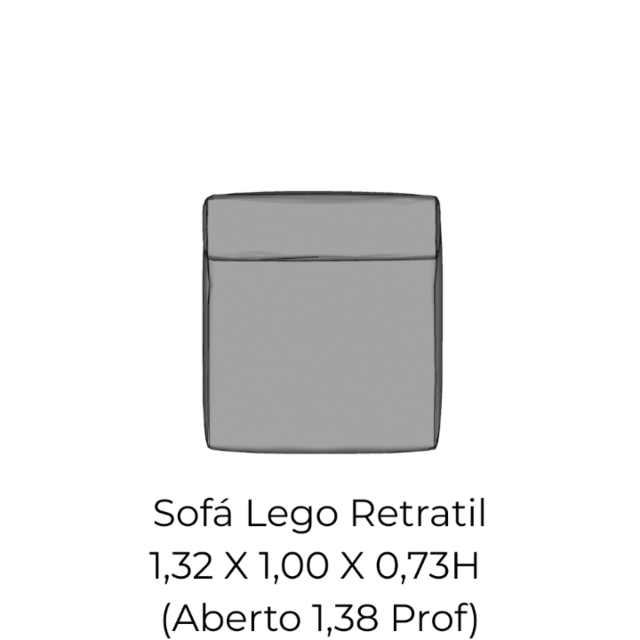 Modulo Sofá Lego Retratil - MIR3 1,32 X 1,00 X 0,73H (Aberto 1,38 Prof)