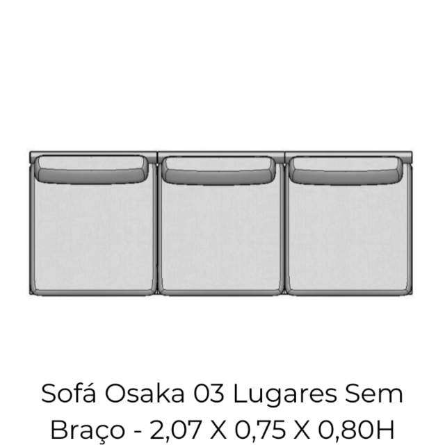 Modulo Sofá Osaka 03 Lugares Sem Braço - 2,07 X 0,75 X 0,80H