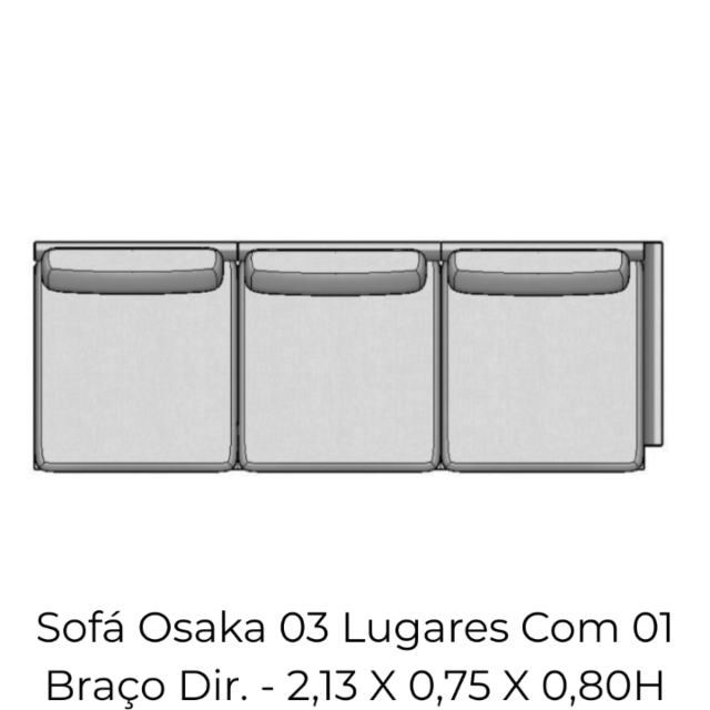 Modulo Sofá Osaka 03 Lugares Com 01 Braço Dir. - 2,13 X 0,75 X 0,80H