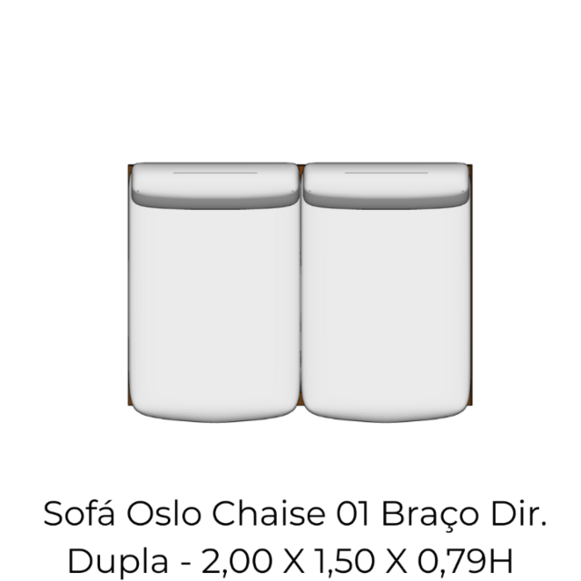 Modulo Sofá Oslo Chaise 01 Braço Dir. Dupla - 2,00 X 1,50 X 0,79H
