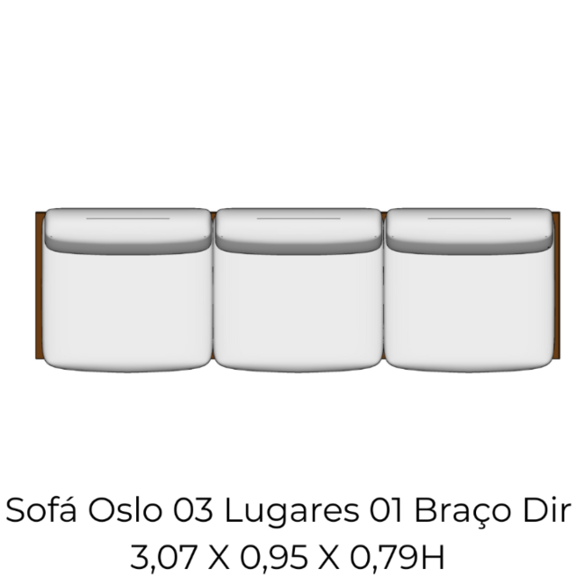 Modulo Sofá Oslo 03 Lugares 01 Braço Dir - 3,07 X 0,95 X 0,79H