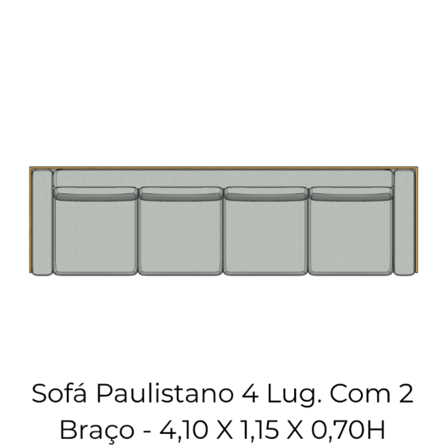 Módulo Sofá Paulistano 4 Lug. Com 2 Braço - 4,10 X 1,15 X 0,70H