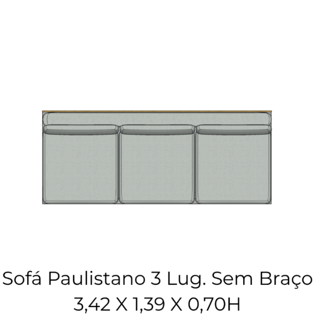 Módulo Sofá Paulistano 3 Lug. Sem Braço - 3,42 X 1,39 X 0,70H