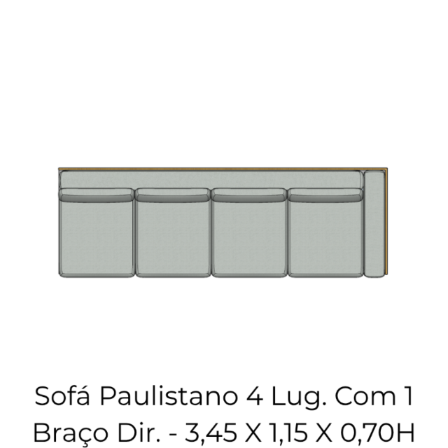 Módulo Sofá Paulistano 4 Lug. Com 1 Braço Dir. - 3,45 X 1,15 X 0,70H