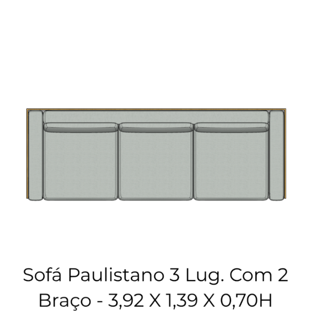 Módulo Sofá Paulistano 3 Lug. Com 2 Braço - 3,92 X 1,39 X 0,70H