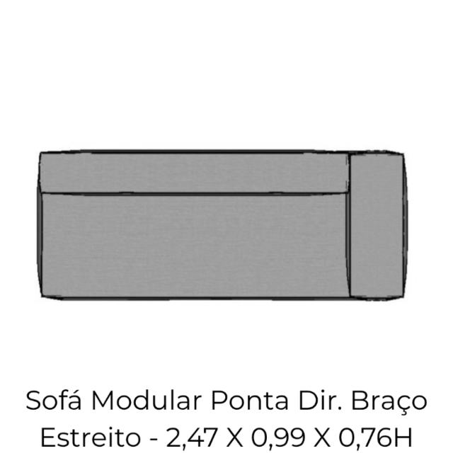 Modulo Sofá Modular Ponta Dir Braço Estreito - PDBE10 2,47 X 0,99 X 0,76H