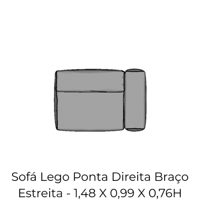 Modulo Sofá Lego Ponta Direita Braço Estreita - PDBE4 1,48 X 0,99 X 0,76H