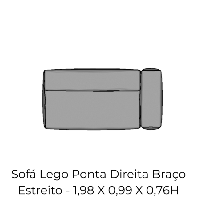 Modulo Sofá Lego Ponta Direita Braço Estreito - PDBE7 1,98 X 0,99 X 0,76H