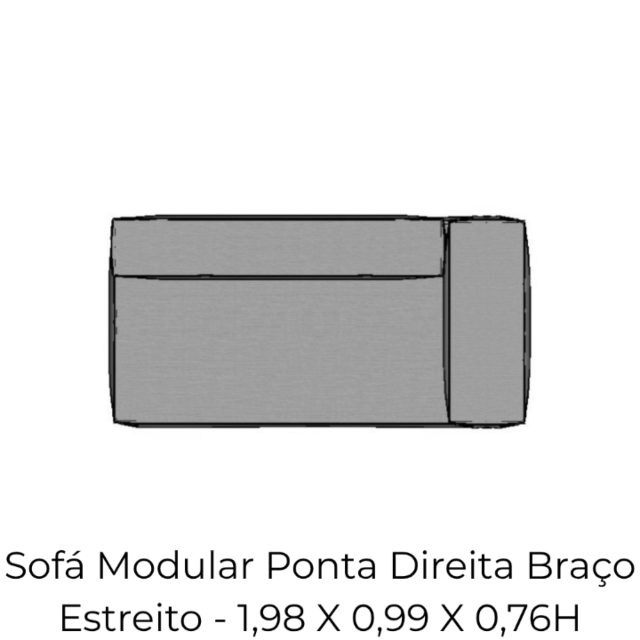 Modulo Sofá Modular Ponta Direita Braço Estreito - PDBE7 1,98 X 0,99 X 0,76H