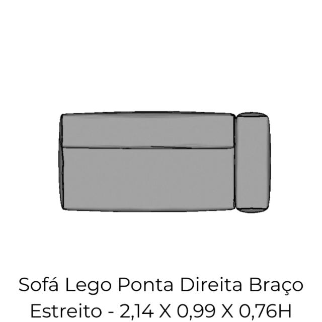 Modulo Sofá Lego Ponta Direita Braço Estreito - PDBE8 2,14 X 0,99 X 0,76H