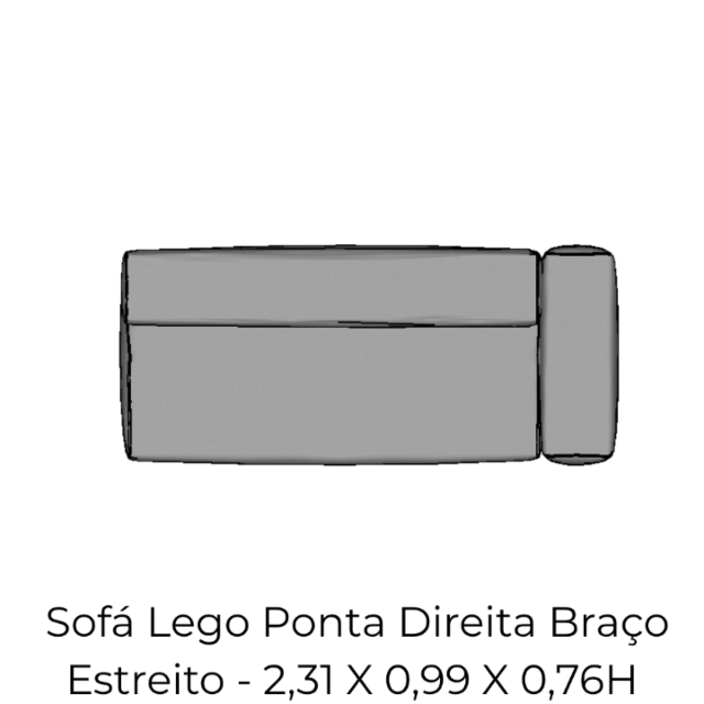 Modulo Sofá Lego Ponta Direita Braço Estreito - PDBE9 2,31 X 0,99 X 0,76H
