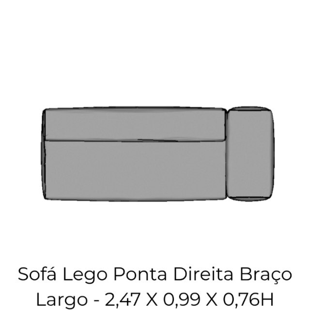 Modulo Sofá Lego Ponta Direita Braço Largo - PDBL10 2,47 X 0,99 X 0,76H