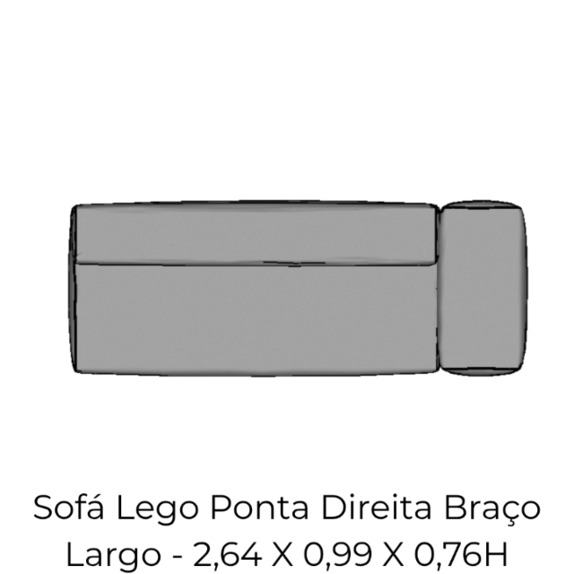 Modulo Sofá Lego Ponta Direita Braço Largo - PDBL11 2,64 X 0,99 X 0,76H