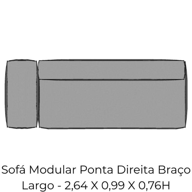 Modulo Sofá Modular Ponta Direita Braço Largo - PDBL11 2,64 X 0,99 X 0,76H