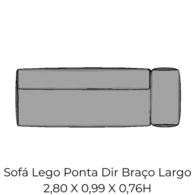 Modulo Sofá Lego Ponta Dir Braço Largo - PDBL12 2,80 X 0,99 X 0,76H