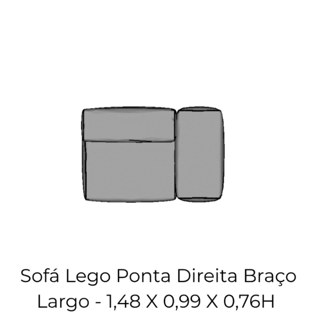 Modulo Sofá Lego Ponta Direita Braço Largo - PDBL4 1,48 X 0,99 X 0,76H