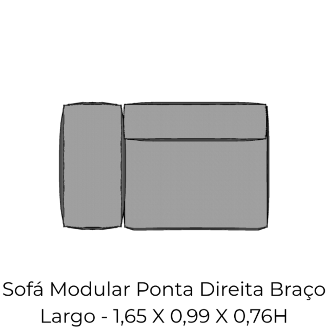 Modulo Sofá Modular Ponta Direita Braço Largo - PDBL5 1,65 X 0,99 X 0,76H