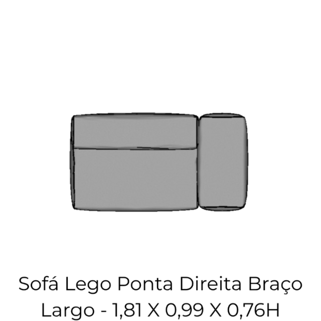 Modulo Sofá Lego Ponta Direita Braço Largo - PDBL6 1,81 X 0,99 X 0,76H