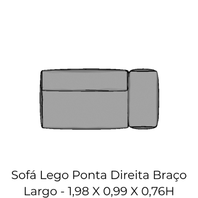 Modulo Sofá Lego Ponta Direira Braço Largo - PDBL7 1,98 X 0,99 X 0,76H