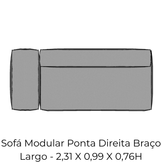 Modulo Sofá Modular Ponta Direita Braço Largo - PDBL9 2,31 X 0,99 X 0,76H