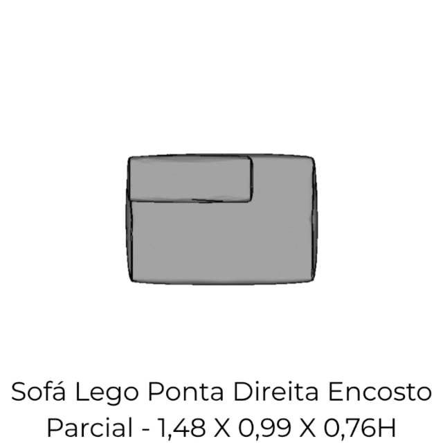 Modulo Sofá Lego Ponta Direita Encosto Parcial - PDEP4 1,48 X 0,99 X 0,76H